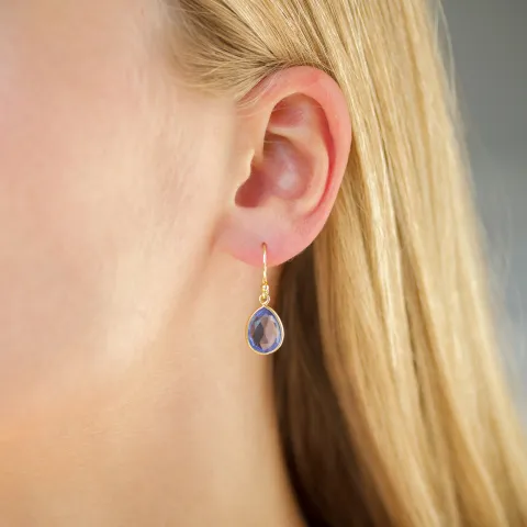 lilla krystall øredobber i forgylt sølv - Loom Stones