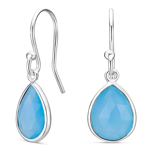 blå kalsedon øredobber i sølv - Loom Stones