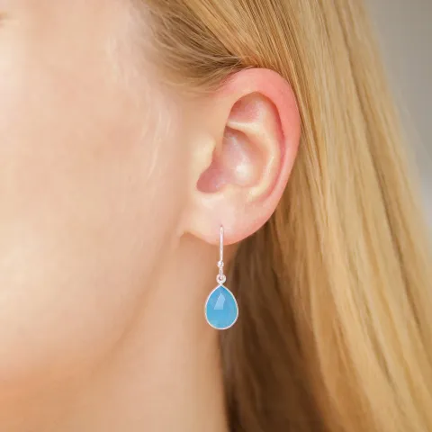 blå kalsedon øredobber i sølv - Loom Stones