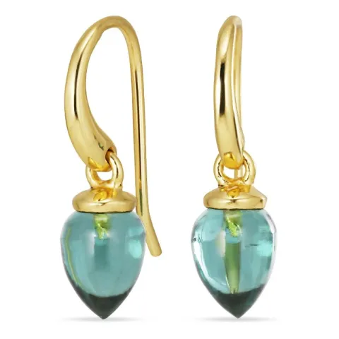 aqua krystall øredobber i forgylt sølv - Loom Stones