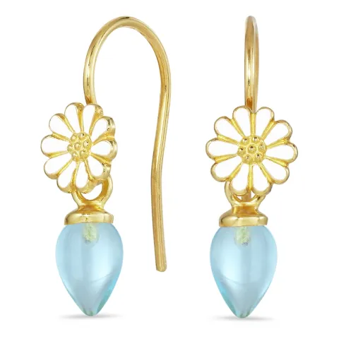 margeritt blå krystall ørekroker i forgylt sølv