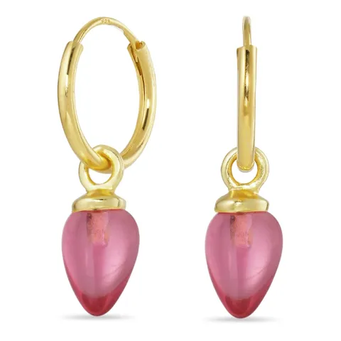12 mm rosa krystall creol i forgylt sølv