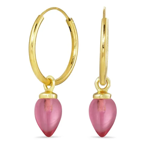 18 mm rosa krystall creol i forgylt sølv