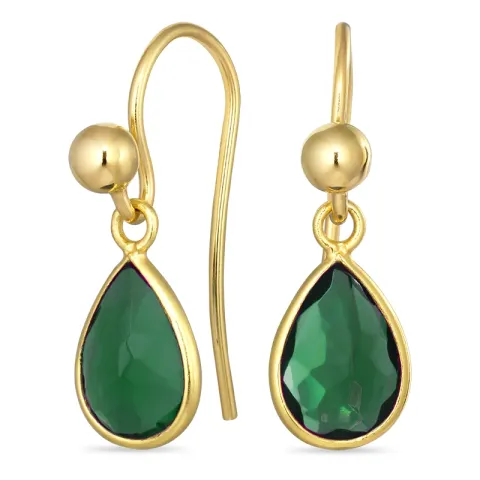 dråpe grønn onyks ørekroker i forgylt sølv