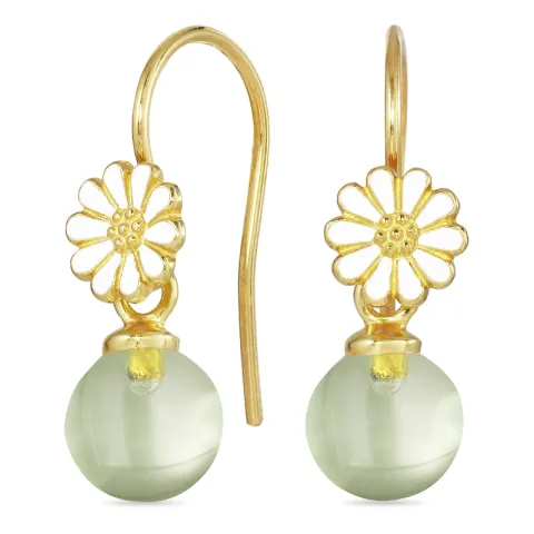 margeritt lysegrønn krystall ørekroker i forgylt sølv