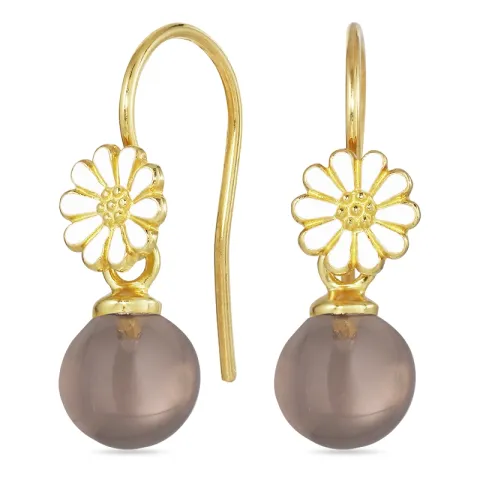 margeritt røykfarget kvarts ørekroker i forgylt sølv