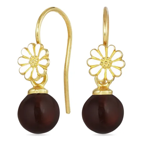 margeritt rød krystall ørekroker i forgylt sølv