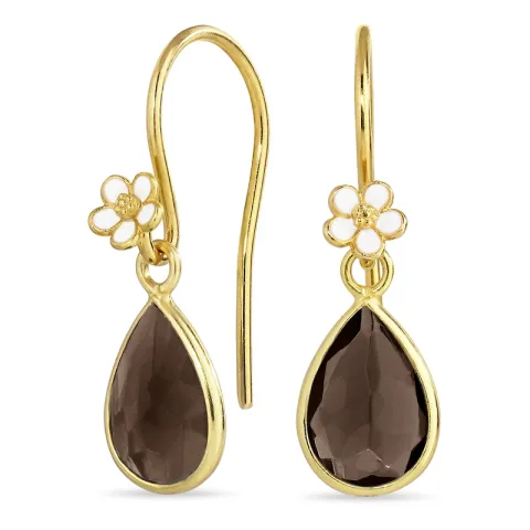 margeritt røykfarget krystall ørekroker i forgylt sølv