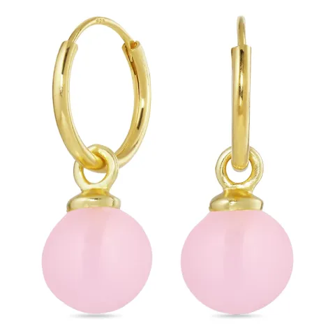 12 mm rosa krystall creol i forgylt sølv