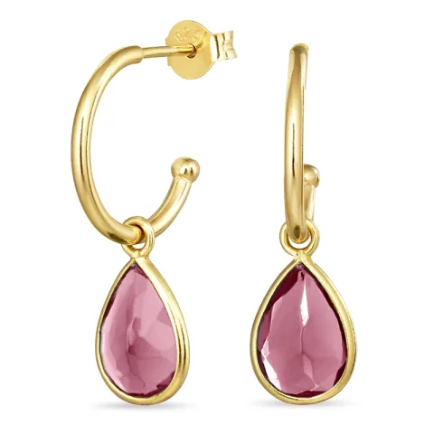 12 mm rosa krystall halvcreol i forgylt sølv