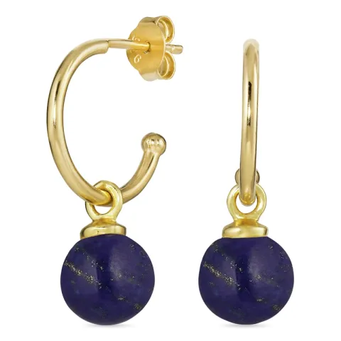 12 mm lapis lazuli halvcreol i forgylt sølv