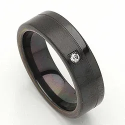 Giftering i svart stål 0,025 ct