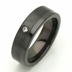 Giftering i svart stål 0,025 ct