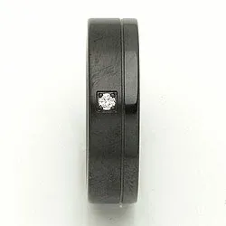 Giftering i svart stål 0,025 ct