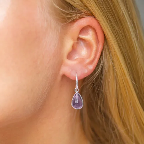 dråpe lilla krystall øredobber i forsølvet messing - Loom Stones