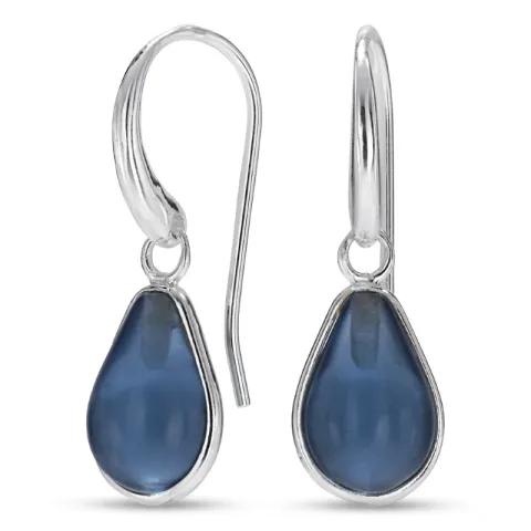 dråpe mørkeblå mørkeblå krystall øredobber i forsølvet messing