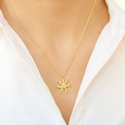blomst halskjede i forgylt messing - Eliné