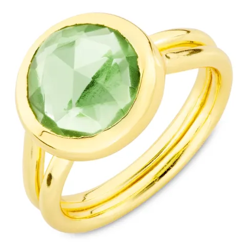 lysegrønn krystall ring i forgylt messing - Loom Stones