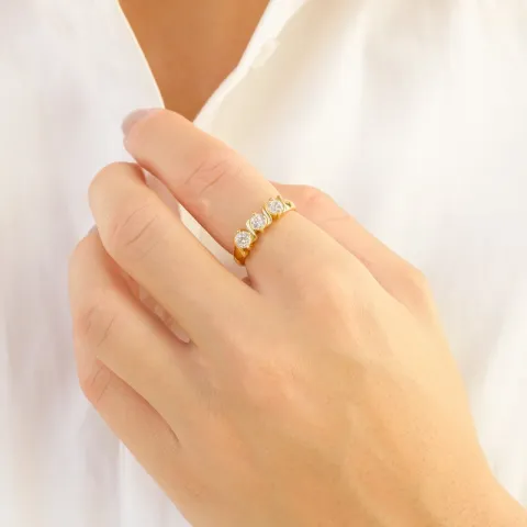 zirkon ring i forgylt messing - Eliné