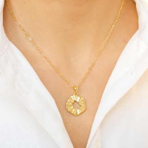 blomst halskjede i forgylt messing - Eliné