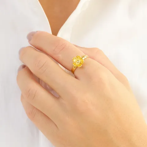 blomst ring i forgylt messing - Eliné