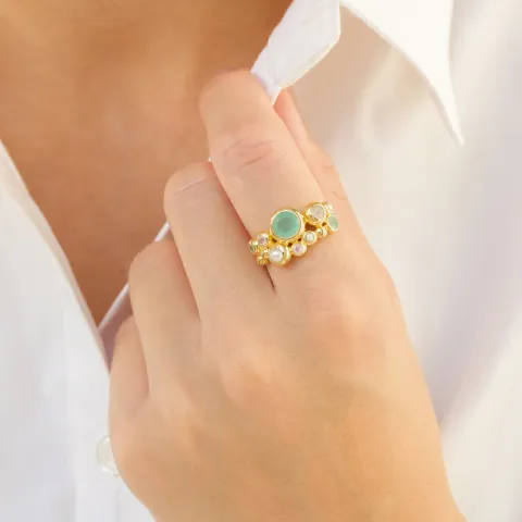 multifarget ring i forgylt messing - Bubbly Twist