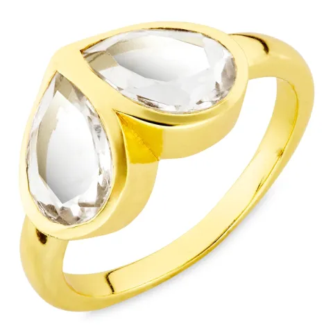 klar quartz ring i forgylt messing - Loom Stones