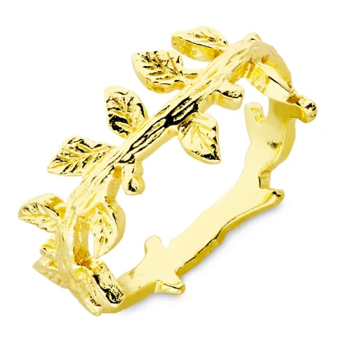 blad ring i forgylt messing - Eliné