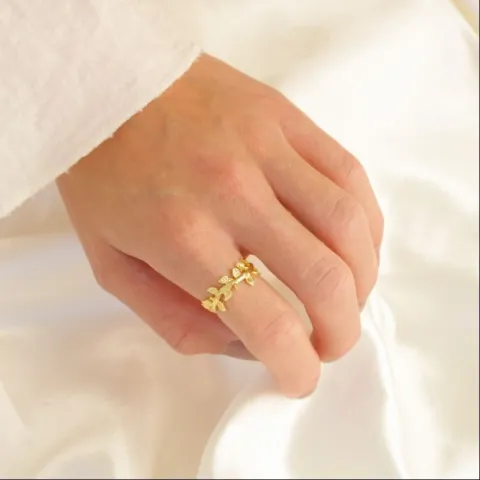 blad ring i forgylt messing - Eliné