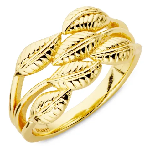blad ring i forgylt messing - Eliné
