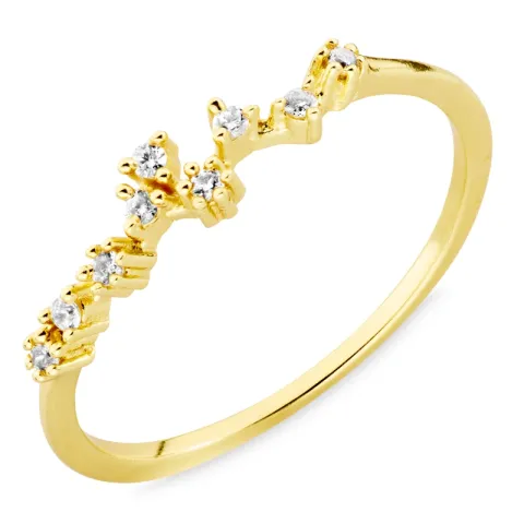 hvit zirkon ring i forgylt messing - Eliné