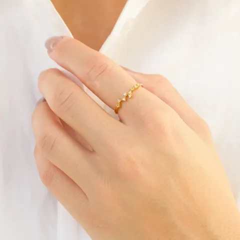 hvit zirkon ring i forgylt messing - Eliné