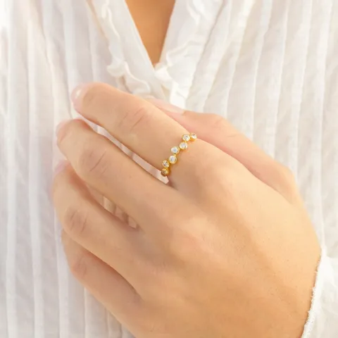 zirkon ring i forgylt messing - Bubbly Sparkle