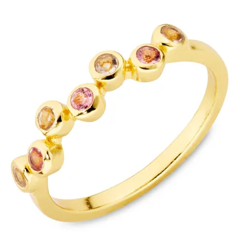 rosa krystall ring i forgylt messing - Bubbly Twist