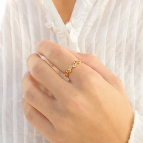 rosa krystall ring i forgylt messing - Bubbly Twist