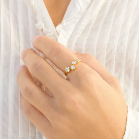 zirkon ring i forgylt messing - Bubbly Sparkle