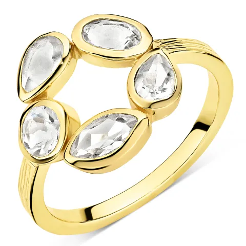 klar quartz ring i forgylt messing - Eliné