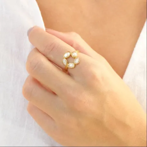 perle ring i forgylt messing - Eliné