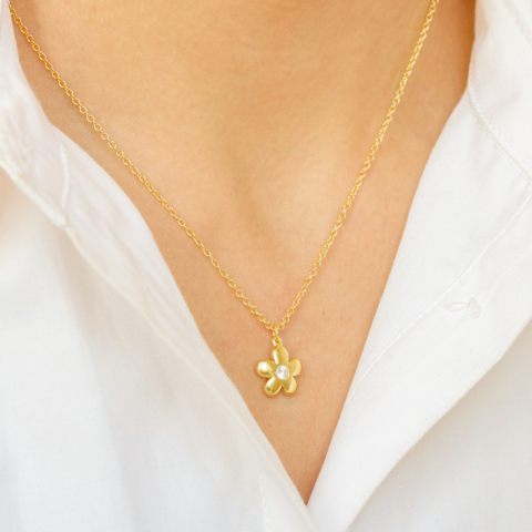blomst halskjede i forgylt messing - Eliné