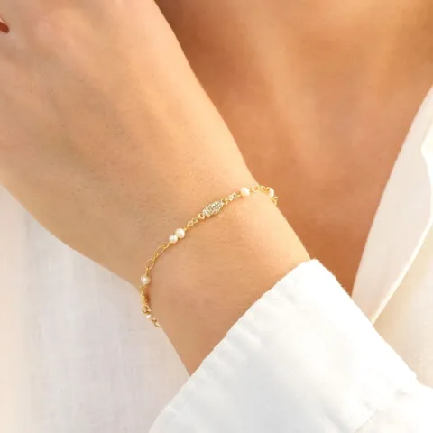 perle armbånd i forgylt messing - Eliné