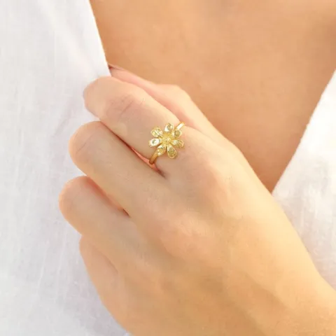 blomst ring i forgylt messing - Eliné