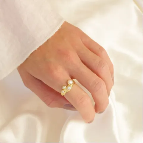 perle ring i forgylt messing - Eliné