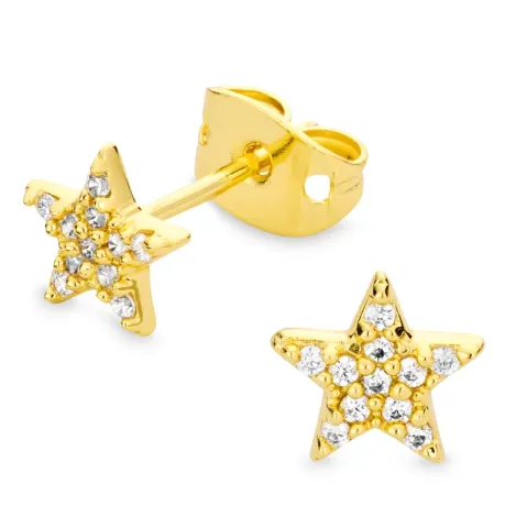 stjerne zirkon øredobber i forgylt messing - Eliné
