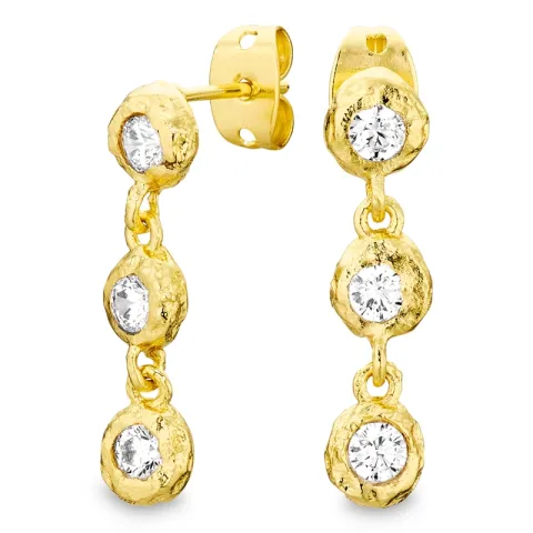 zirkon øredobber i forgylt messing - Eliné