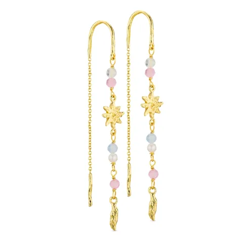 lange stjerne kjedeøreringer i forgylt messing - Eliné