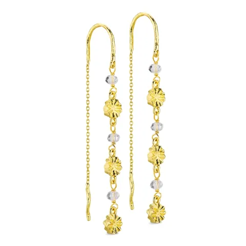 lange klar quartz kjedeøreringer i forgylt messing - Eliné