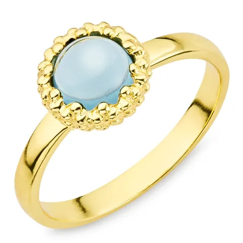 mørkeblå krystall ring i forgylt messing - Eliné