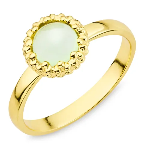 lysegrønn krystall ring i forgylt messing - Eliné