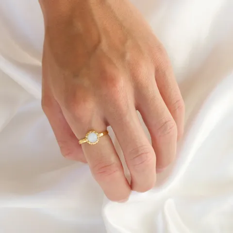 månestein ring i forgylt messing - Eliné