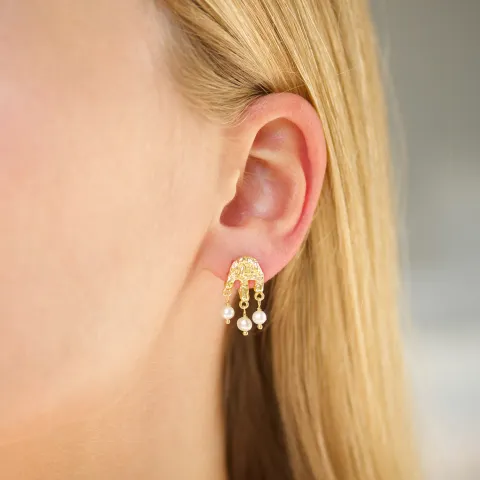 perle øredobber i forgylt messing - Eliné